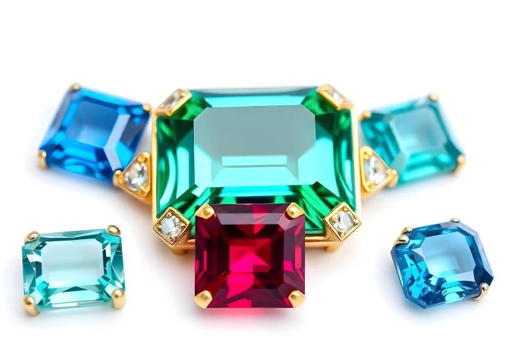 Gems of Distinction Asscher Cut Sapphire, Emerald, Ruby